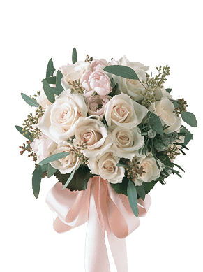 Ivory rose and eucalyptus bouquet